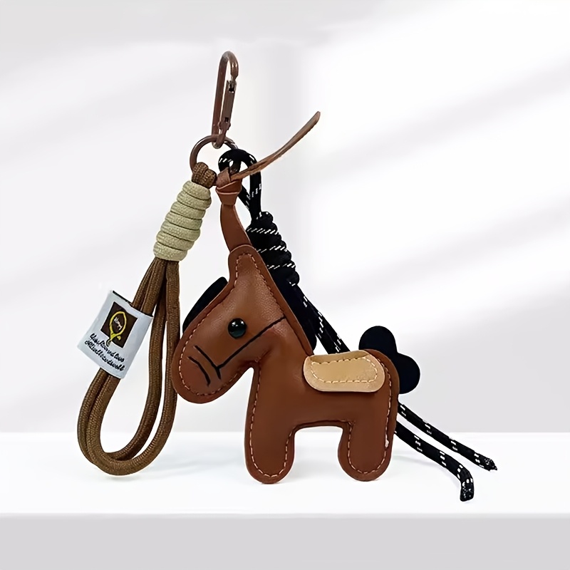 TEMU Colgante de bolso de caballo vintage, caballo de PU con cuerda para colgar, diseño de dibujos animados, accesorios de decoración