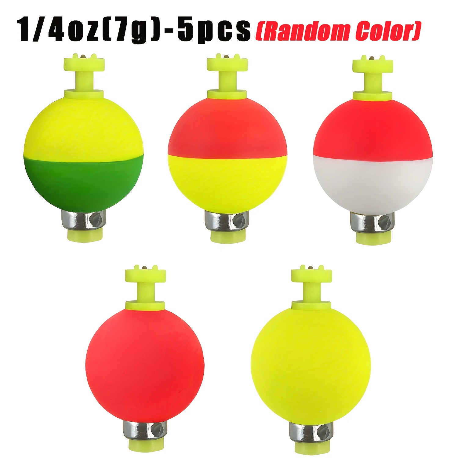 Image of 5pcs Weighted Fishing Bobbers Eva Foam Spring Bobbers Push Button Floats Fishing Bobber Fishing Assortment For Catfish Crappie Bluegills Trout, Mixed Pack Random Colors