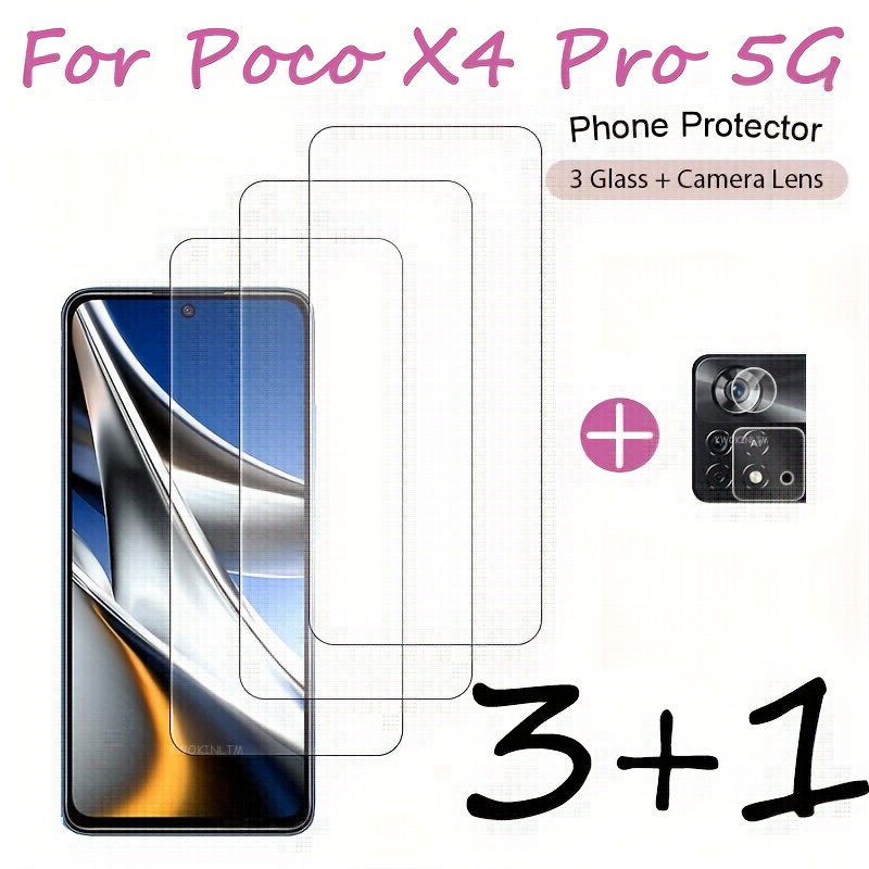 E-shop Vollständig Abgedeckter Gehärteter Glas-Schutz für Poco X4 Pro 5G 3+1 Geeignet für Poco X4 Pro 5G Objektivfolie 4 In 1 Bildschirmschutz und