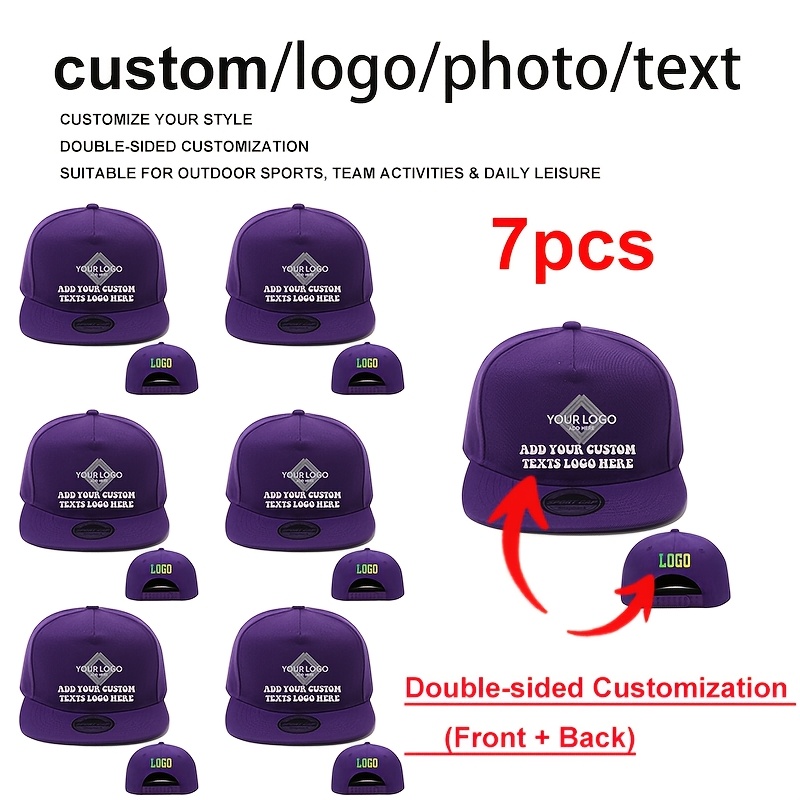 7pcs LEADAYS Logo Baseball Caps with Personalised Text/Logo