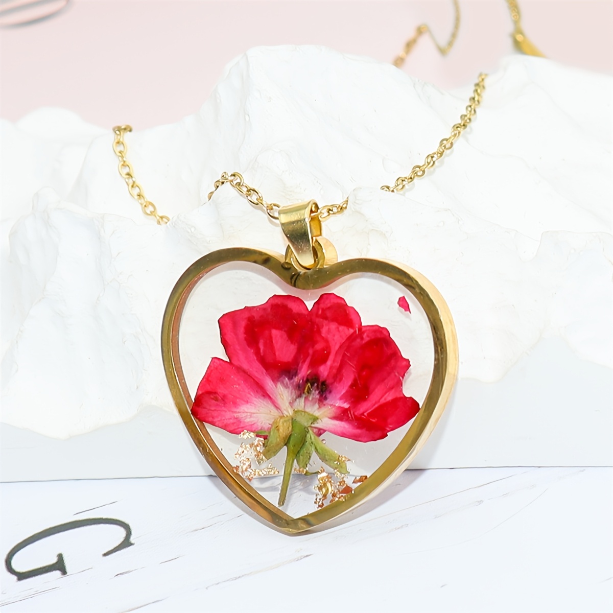 Gladiolus Heart Pendant Necklace