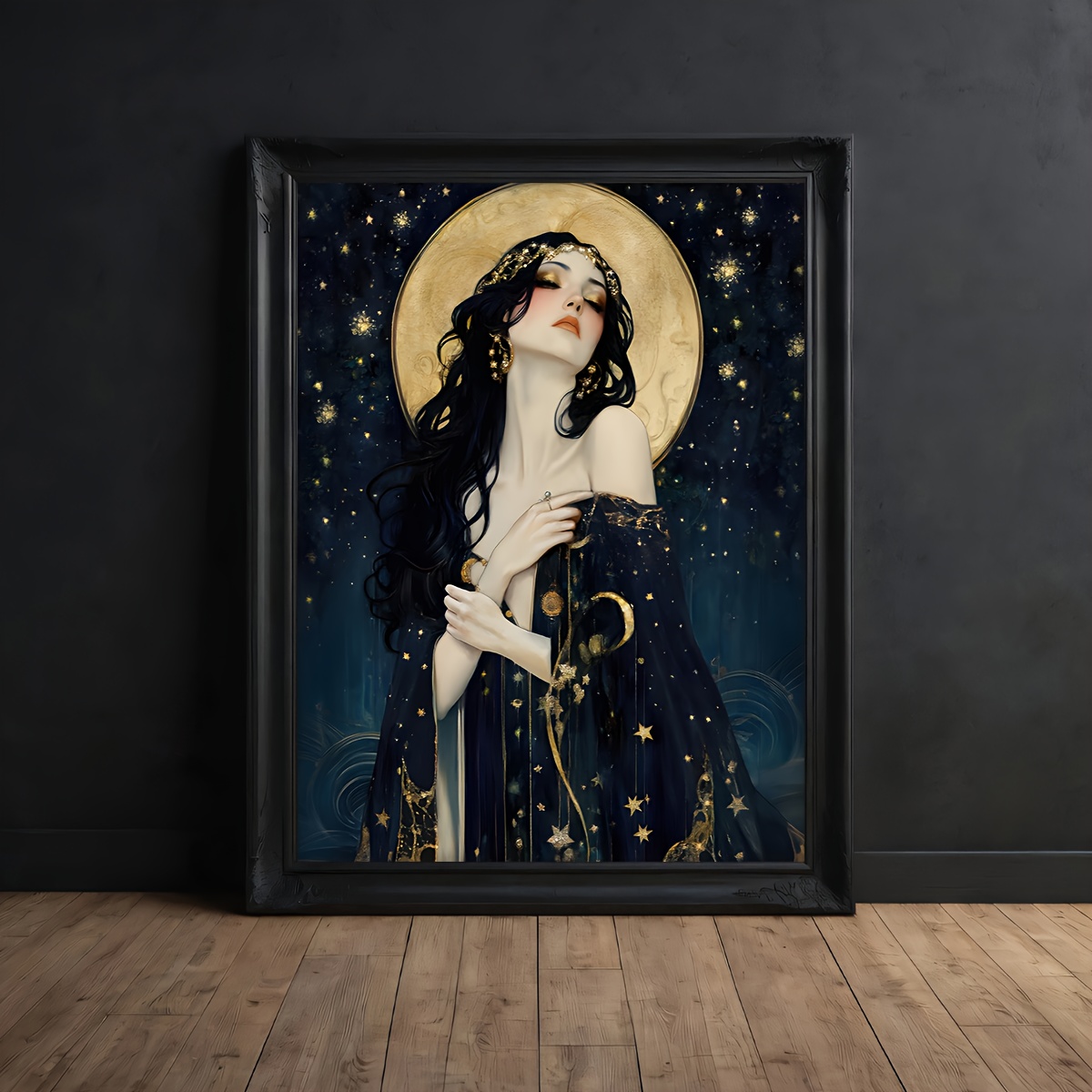 TEMU 2d Flat, 2d Flat, A Frameless Of Goddess And Stars, A Gothic Greek Mythology, Winter Nature Art Oil Painting, Creative Mural, Birthday Gift,
