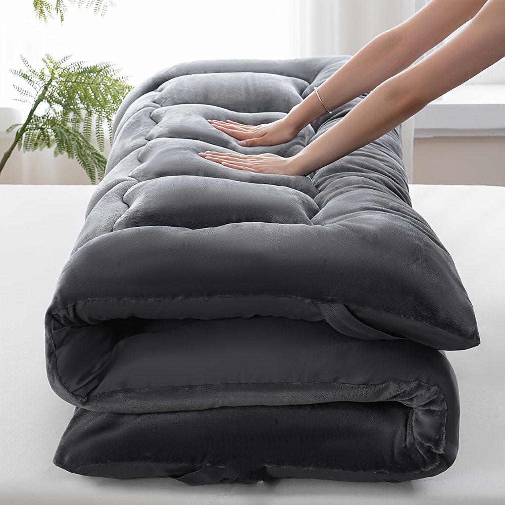 TEMU 1pc Extra Thick Fleece Mattress Topper Twin Queen Thick Soft Fluffy Mattress Pad Pillow Top Breathable Bed Topper Futon Floor Mattress Foldable