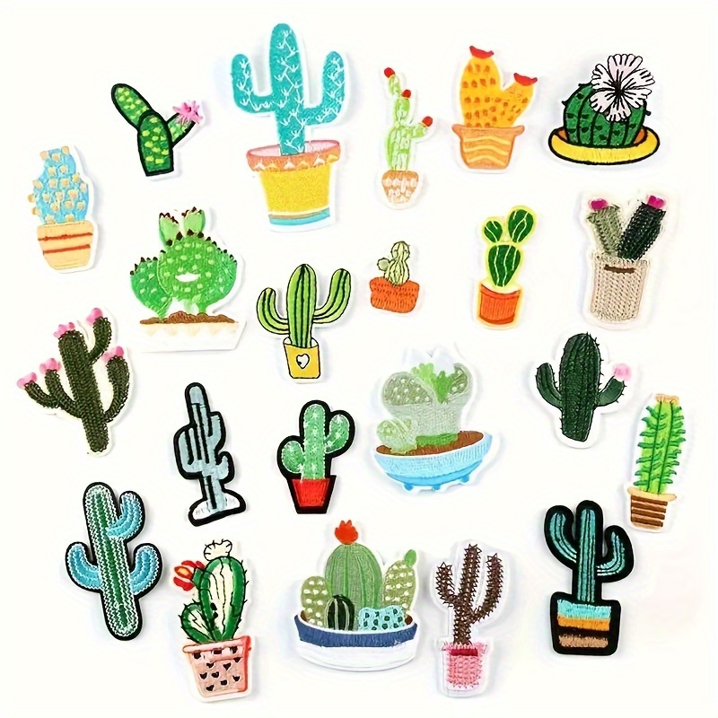 

22pcs Cactus Embroidered Cloth Patch, Can Be Sewn Or Ironed, Plant-themed Fabric Badges Decorative For Hat, Backpack, Clothes And More, Sewing Decorative Supplies & Accessories