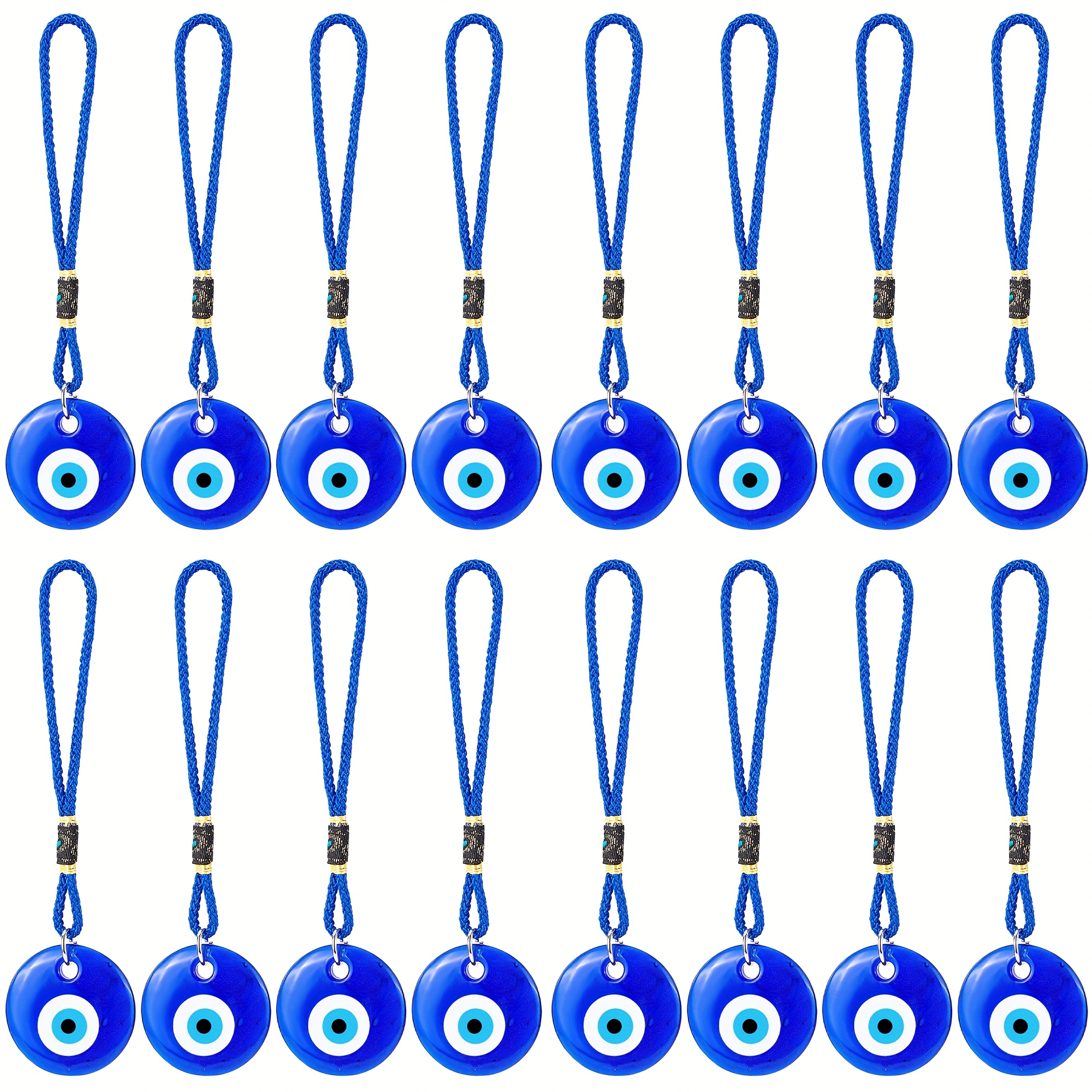 TEMU 16pcs Blue Evil Eye Glass Hanging Pendant Car Charm Ornament Evil Eye Decor Turkish Greek Amulet Car Additions Evil Eye Charm For Good Luck Protection Wedding Party Christmas Favors Gift