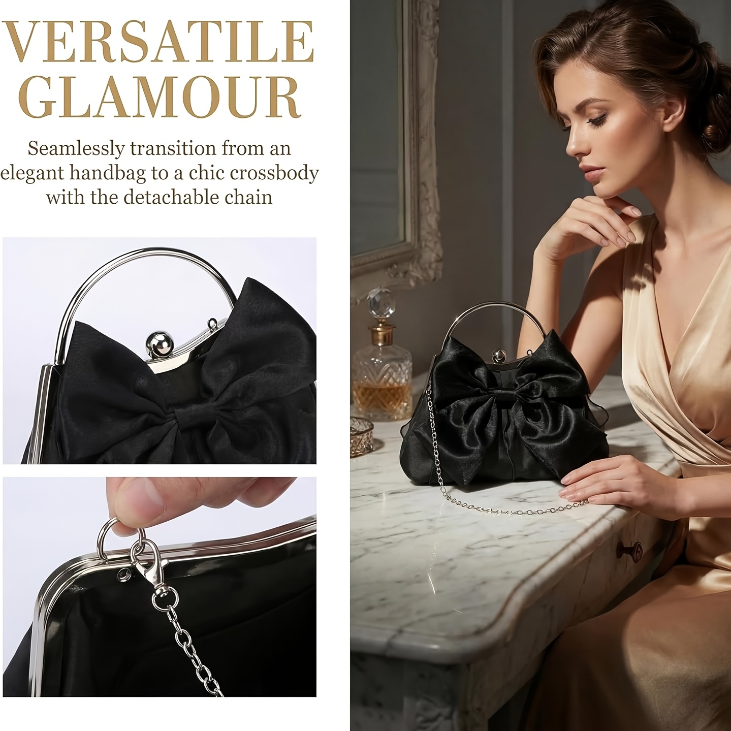 Elegante avondtasje met strik voor dames bruiloft en feestje_voghion.com