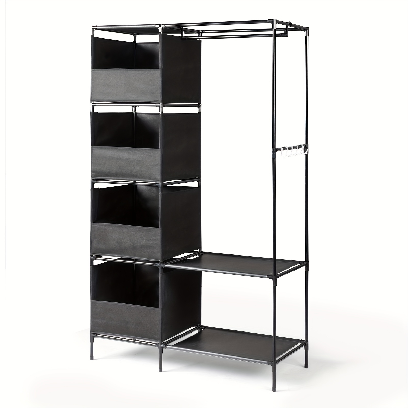 Autoforever Open Wardrobe, Clothes Rack, Freestanding Coat Rack With Clothes Rails, Fabric Shelves, Metal Frame, Portable Closets