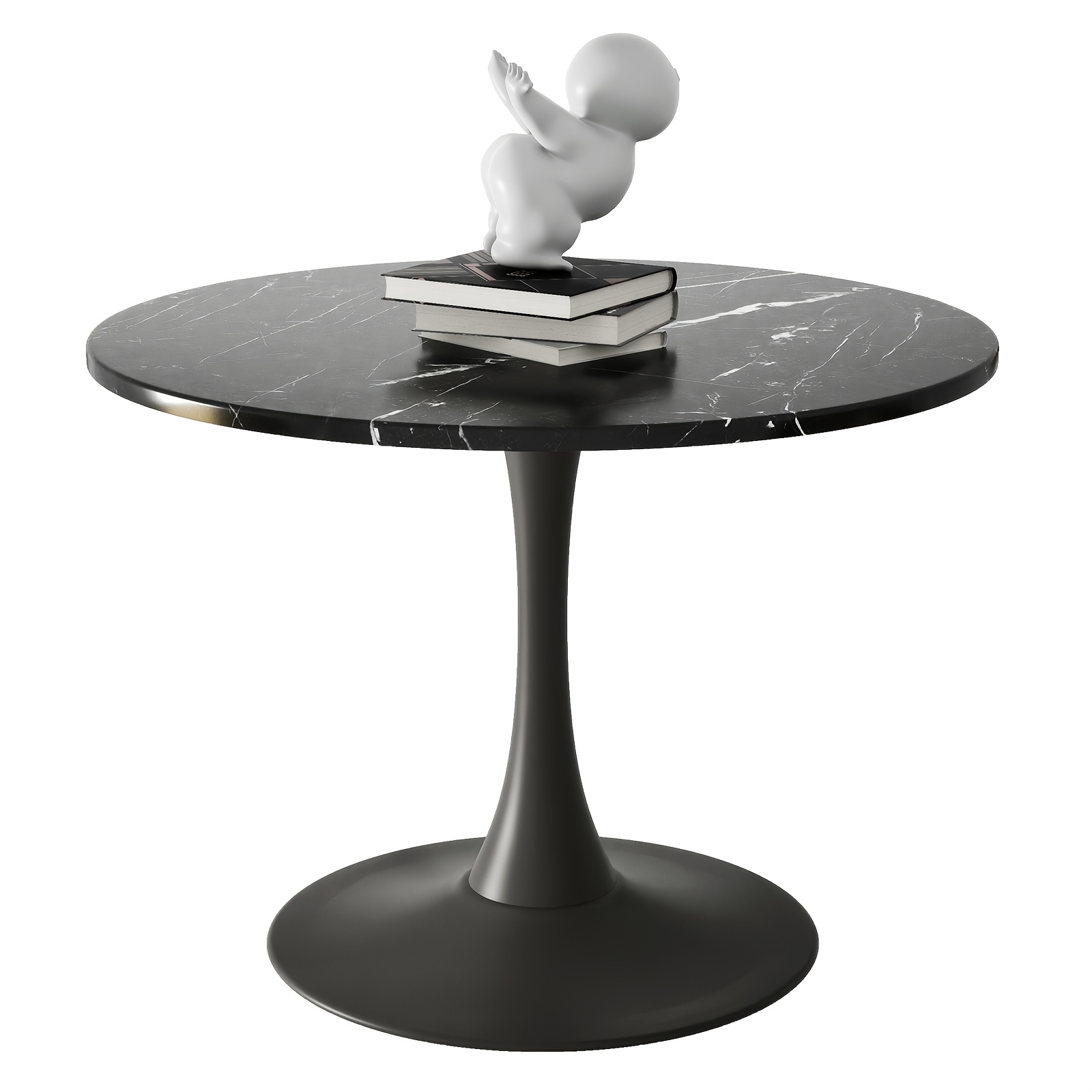 Contemporary Table With A Table, Featuring A Medium Density Fiberboard Surface. It Has A Golden Column Base With A Marble-like End, Ideal For Use In Restaurants, Living Areas, Cafes