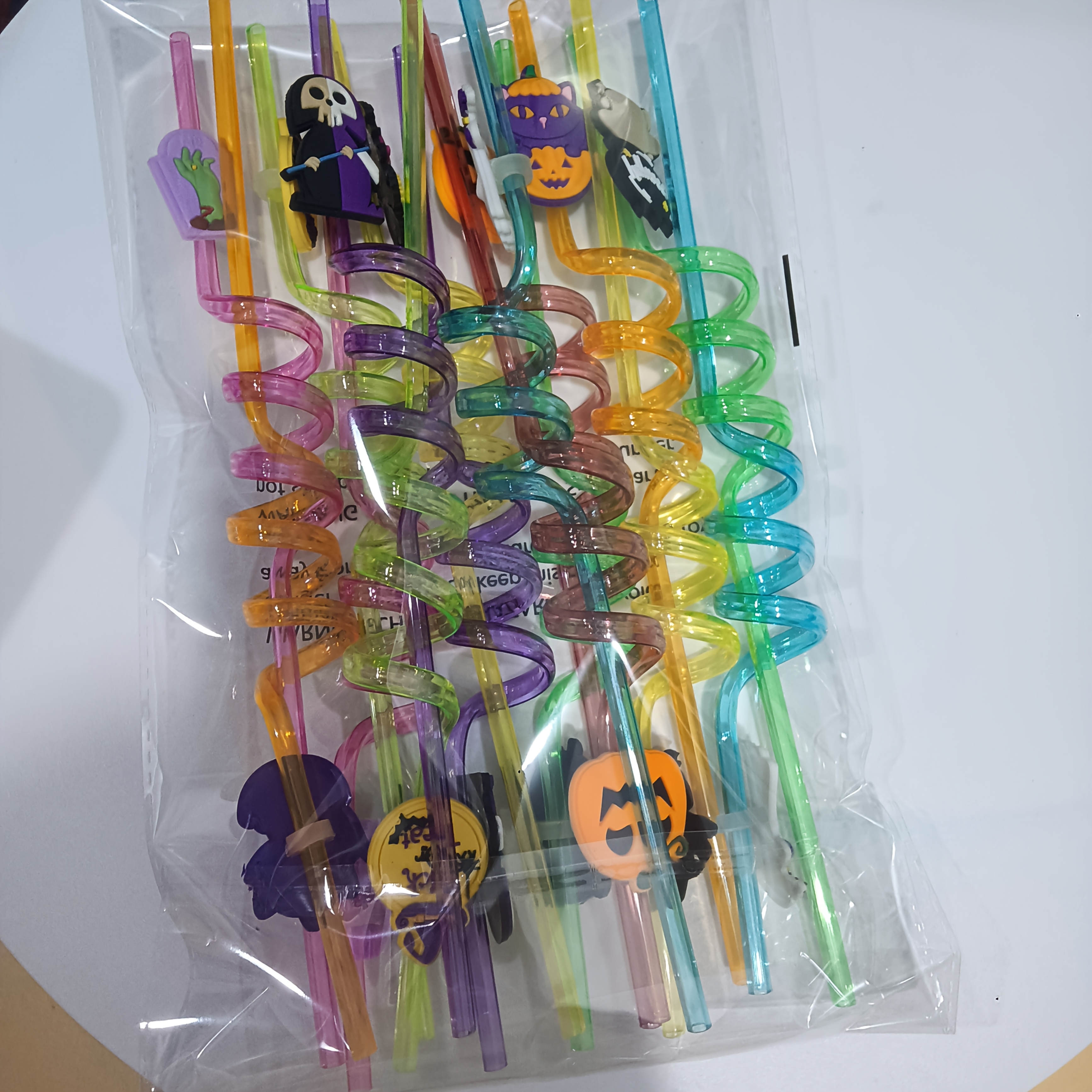 Image of 8pcs/16pcs Of Halloween Straws, Halloween Party Gifts, Classroom Gifts, Pumpkin, Skeleton, , Witch Themed Drinking Straws, Halloween Party Supplies