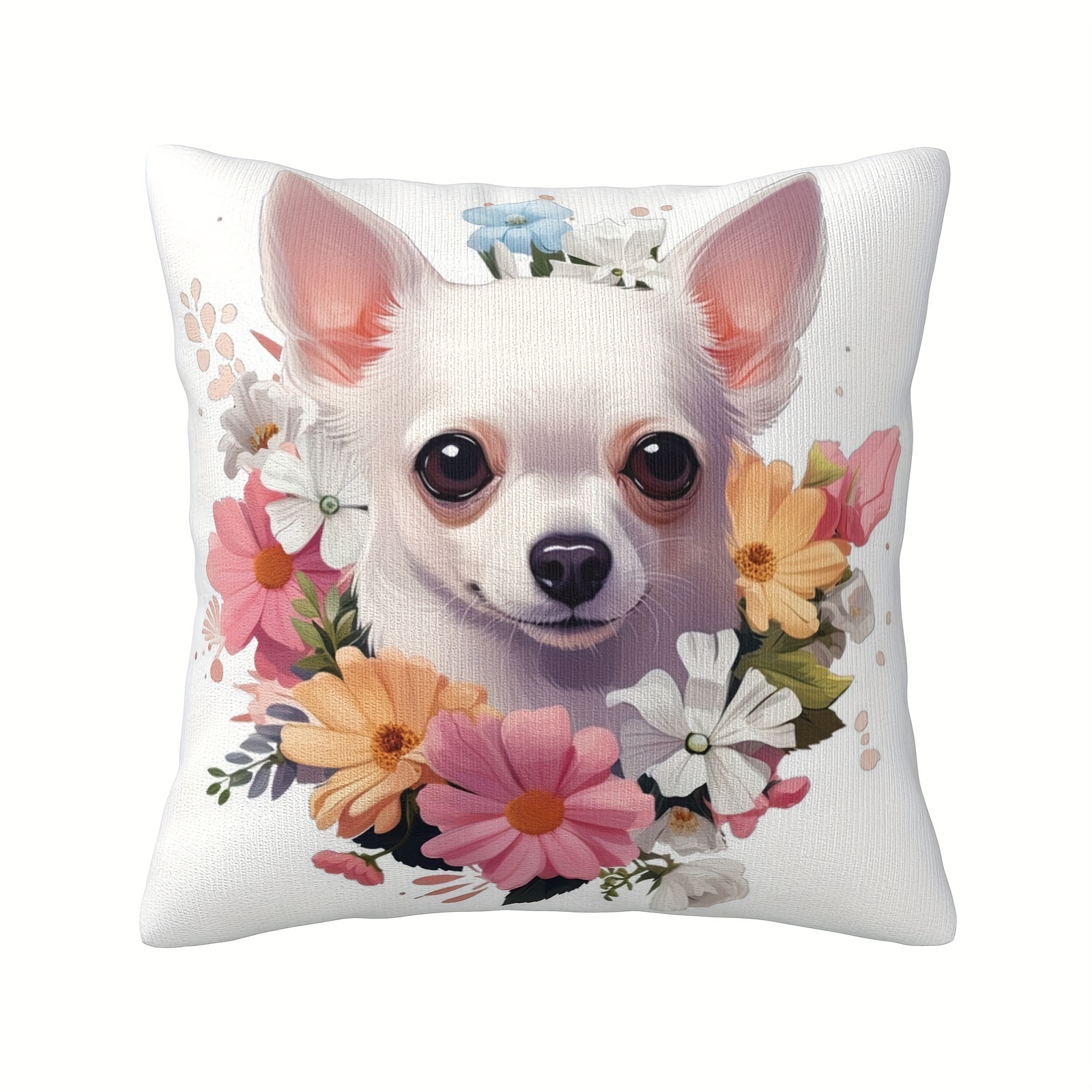 

Chihuahua 18x18 Inch Plush Pillow Cover - Soft, Single-sided Print For Sofa & Home Decor, Zip Closure, Hand Washable