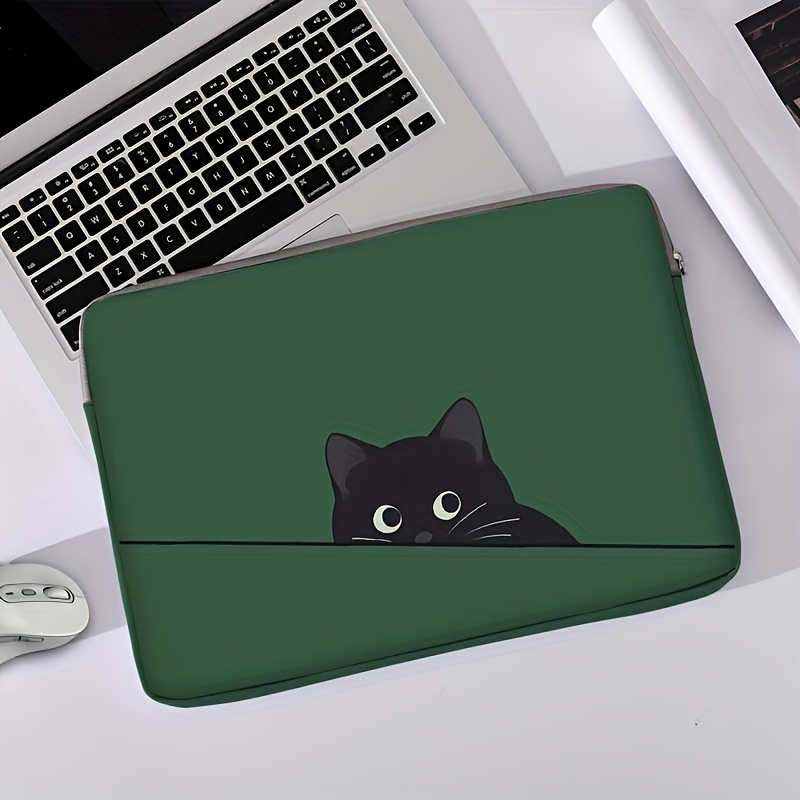 TEMU 1pc, Black Cat Pattern Notebook Computer Inner Liner Protective Case, Notebook Computer And Tablet Computer Storage Bag, Multi-functional Tablet