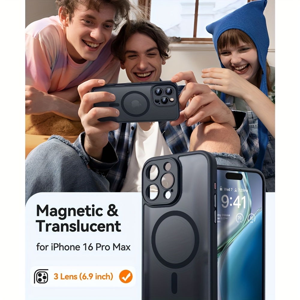 Husă Magnetică Mată Transparentă de Înaltă Calitate pentru Modelele for iphone 17, 16, 15, 14, 13 Pro, 12, 11 Max Plus și Compatibilă cu Încărcare Wireless, Husă Magnetică Telefon, Husă Magsafe Telefon, Husă Telefon