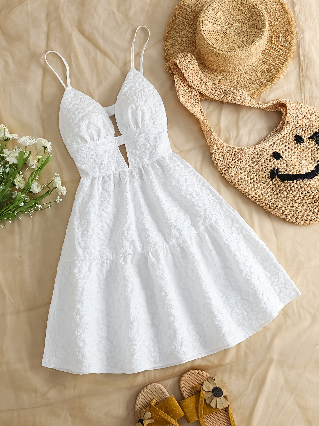 Flowy White Backless Summer Dresses White Maxi Dress Halter Neck