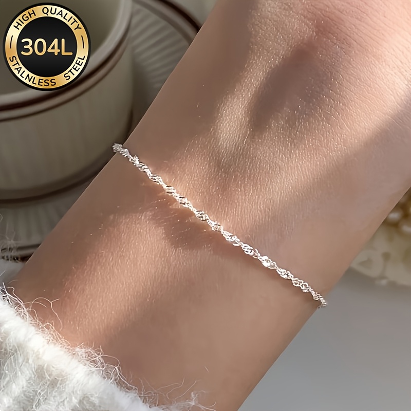 TEMU 304l Stainless Steel Plated Women's Bracelet, Waterproof And Fade Resistant Women's Jewelry, Fashionable And Elegant Women's Additions, Suitable
