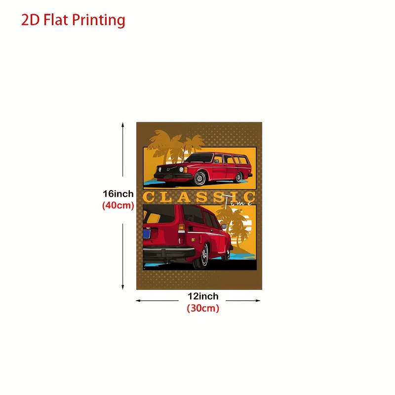 TEMU 2D Plat, Plat 2D Printen 1 Stuk Lijstloos Canvas Kunst, Klassieke Auto Kunst Print Muurdecoratie, Moderne Stijl Kunst Muurkunst, Geschikt voor