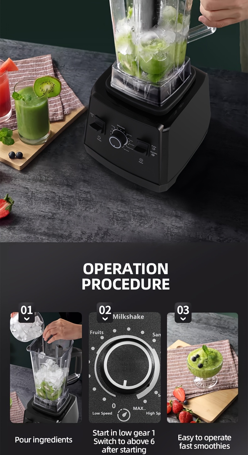 SENBOWE UK Plug 2 in 1 Multifunctional Food Processor Blender, Professional Juicer, Smoothie Blender, 500W Blender And Grinder Combination, a Powerful Kitchen Appliance with a 68Oz Capacity And 2 Complimentary Containers, Ideal for Ice, Grinding