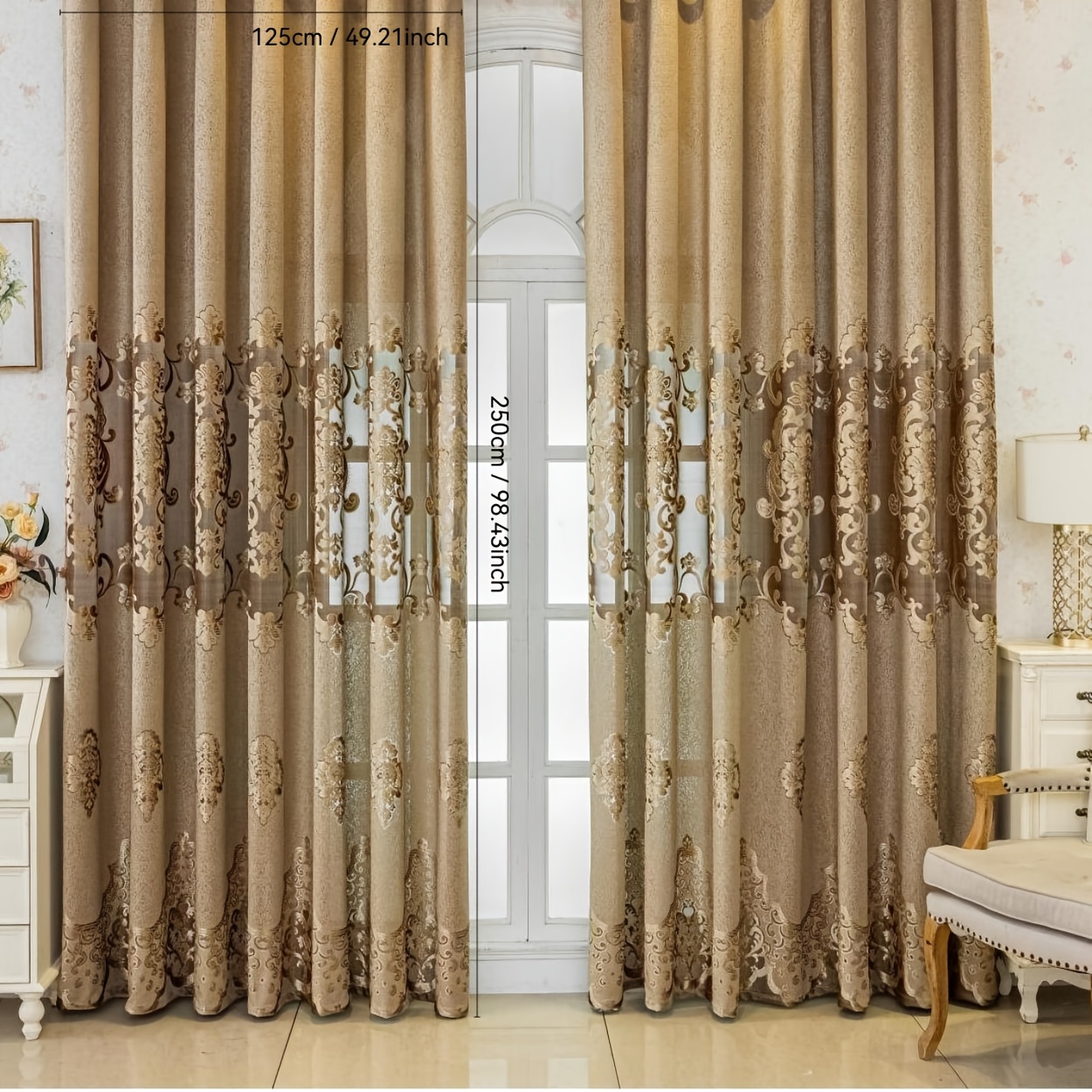 TEMU 2 pièces ( jacquard) rideaux à suspendre, installation facile, prêts à l'emploi, adaptés pour salons, chambres et bureaux