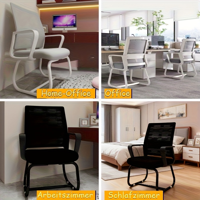 Silla de Oficina en Casa con Reposabrazos y Respaldo Ergonómico, Tela Transpirable, Asiento Moldeado, Adecuada para Oficina en Casa, Sala de Espera y Sala de Conferencias, Capacidad de Peso 130 kg, /Gris