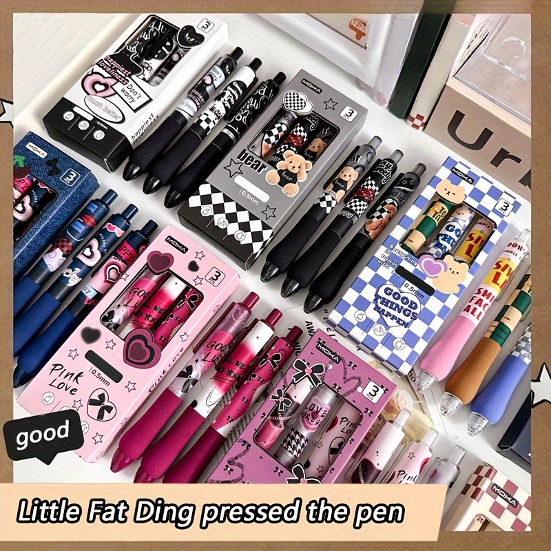 

3pcs Boxed Good-looking Pen Cartoon Gel Pen 0.5mm Black Exam Pen.