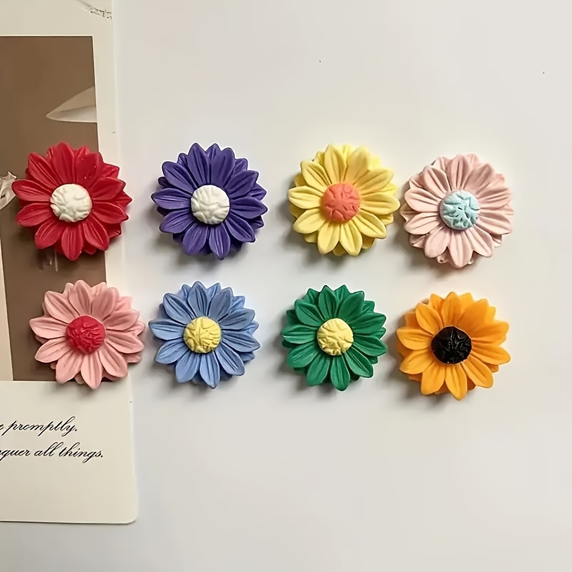 

8pcs Cute Cartoon Flower Refrigerator Magnets, Round Plastic Decorative Magnets For Kitchen, Office, Whiteboard, Storage Cabinet, Dishwasher - Ideal Day Gift