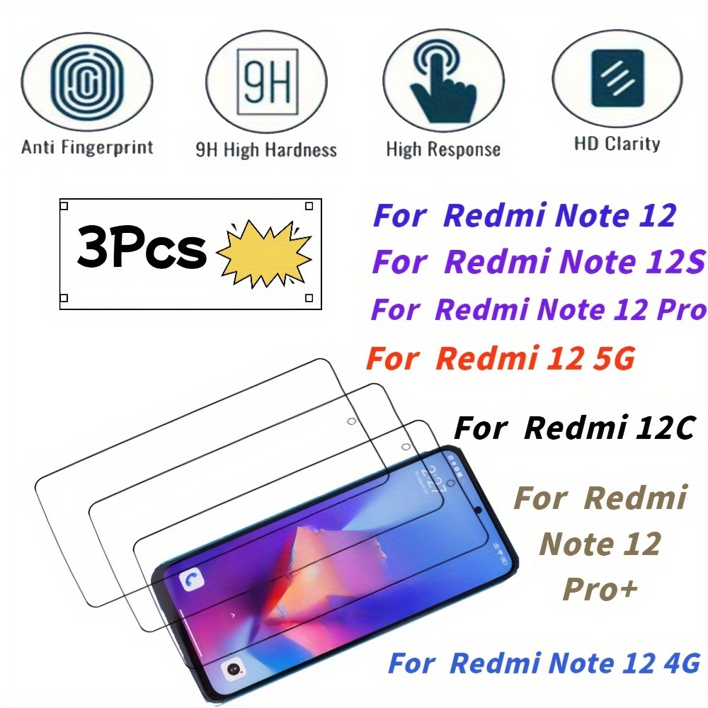 

For Xiaomi 12/ 12 5g/ 12c/ Note 12/ Note 12 Pro/ Note 12 4g/ Note 12 Pro+/ Note 12s/3pcs Tempered Film Protection, 9h Hardness, -resistant Tempered Glass Film