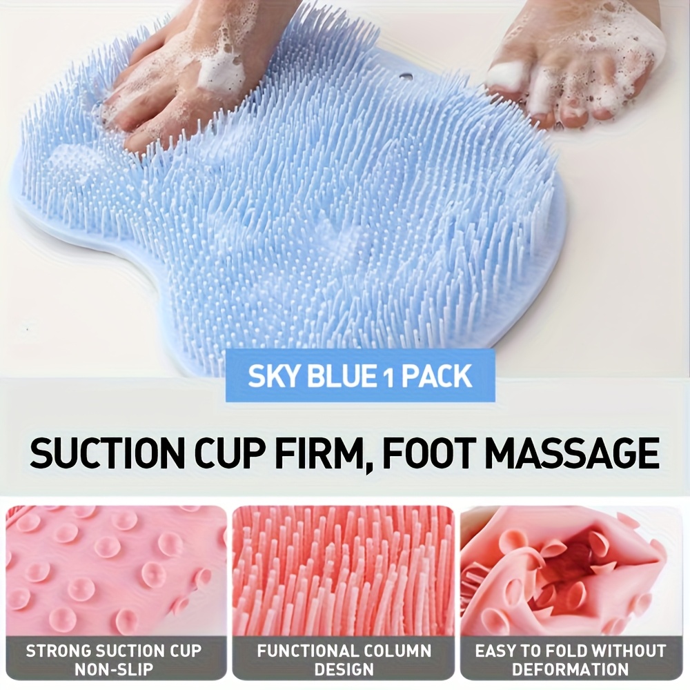 2-PCS TPR Non-Slip Back & Foot Scrubber Massager Set | Dual-Sized Exfoliating Pad For Deep Cleansing & Improved Blood Circulation | Pink/Blue Options | Spa-Grade Bath Accessory