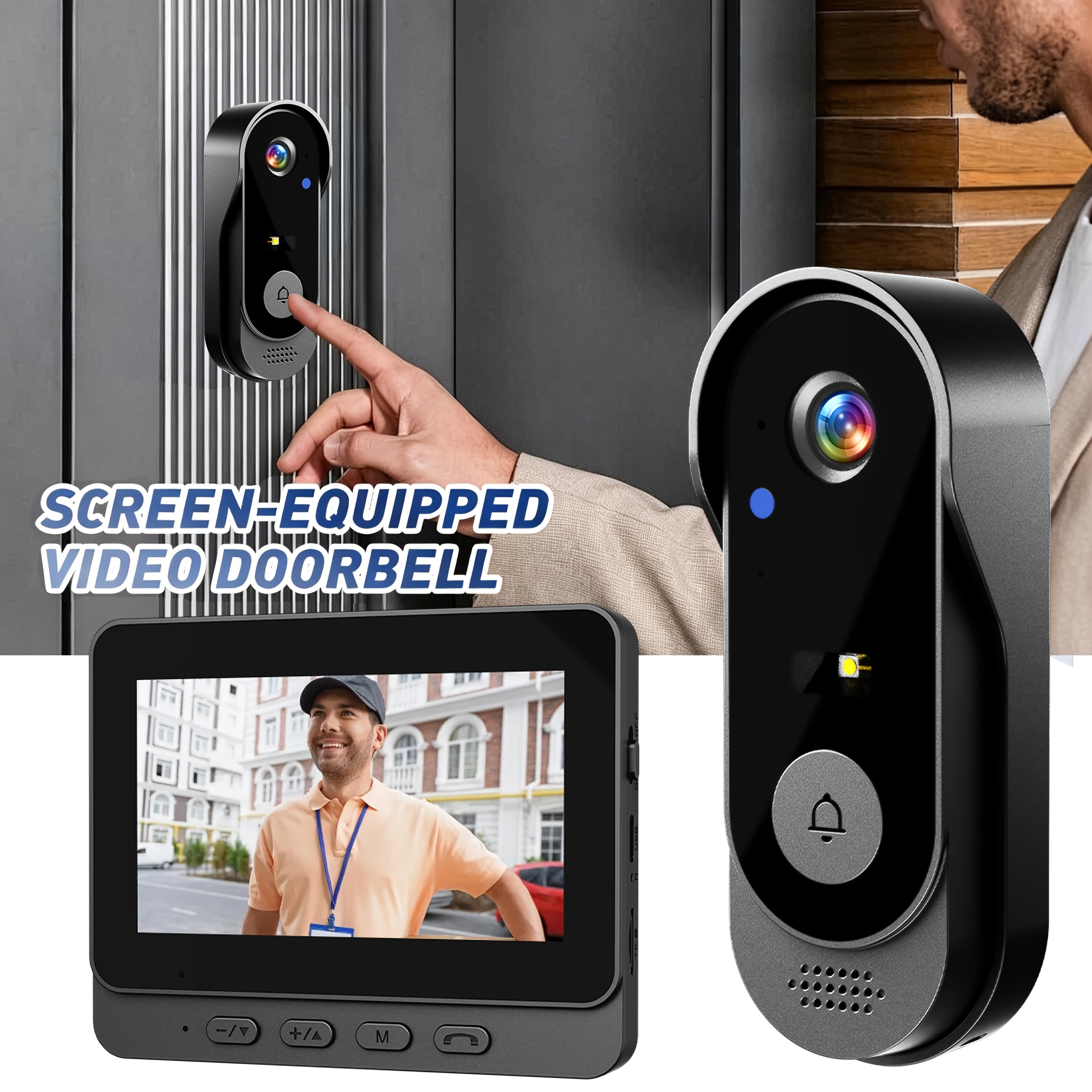 sonnette vidéo   fil avec écran de 4,3 pouces, kit de caméra de sécurité sonnette   fil incluant vision  ,   bidirectionnel, enregistrement dimages et de vidéos, stockage extensible avec carte sd, convient pour  , maisons, bureaux et appartements