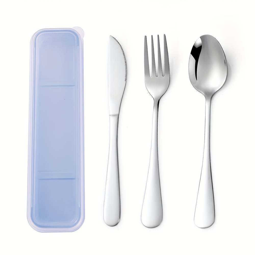 TEMU A Collection Of Portable Stainless Steel Utensils - A Reusable Cutlery Set That Comes With A Storage Box - Features A Fork And Spoon - Perfect