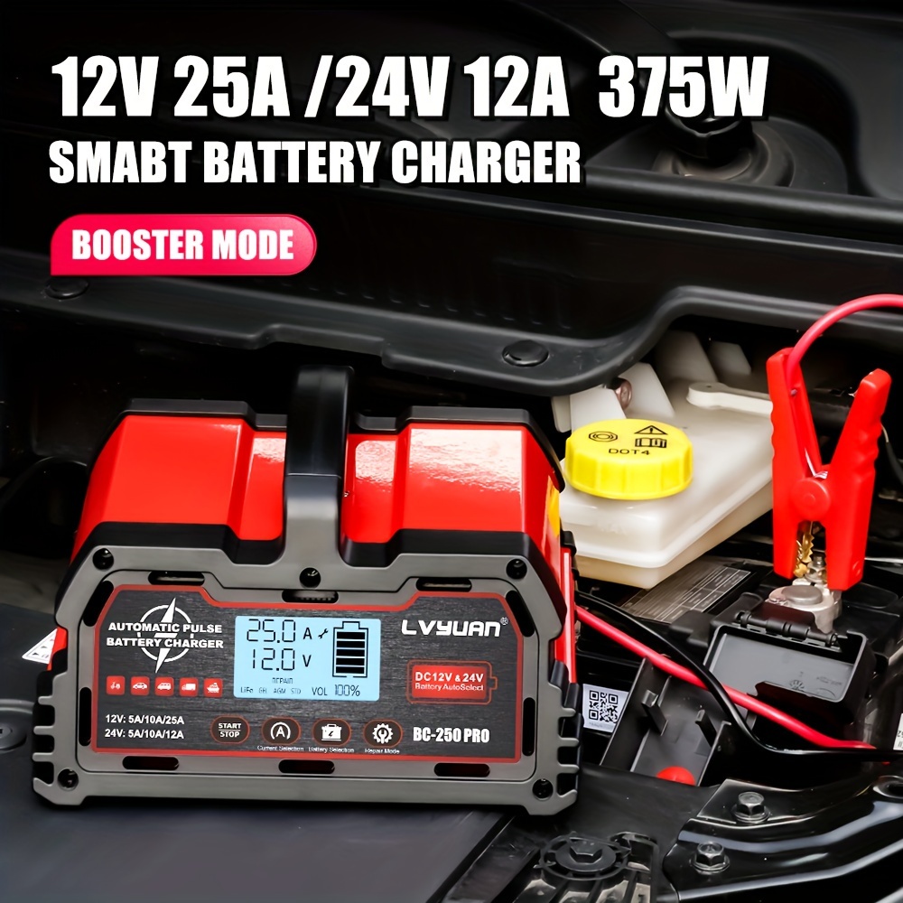 

Lifepo4 Battery Charger, 12v 24v Fully Automatic Car Battery Charger, 25 Amp Batetry Charger Automotive, 12 Volt 24 Volt Battery Charger, Smart Trickle Charger, Agm Deep Charger Us Plug