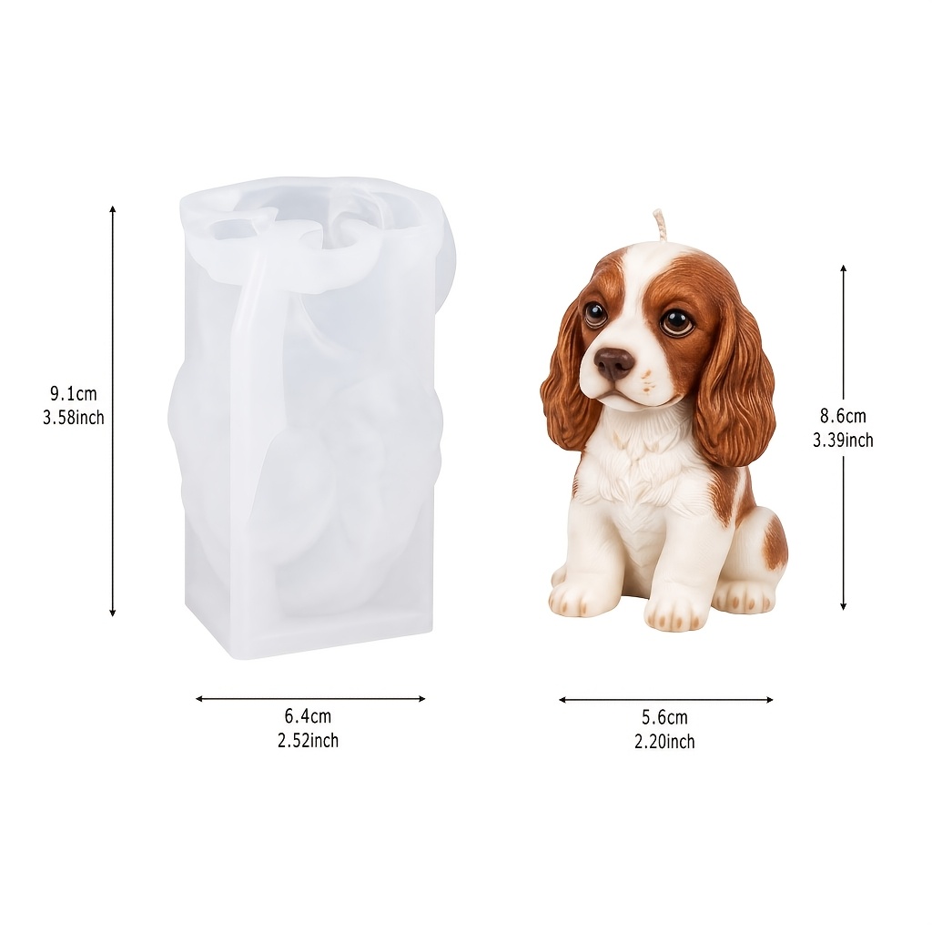 TEMU Spaniel Silicone Mold Suitable For Resin Casting & Soap Making - Sitting Puppy With Long Ears, High-toughness Soft Mold For Diy Crafts, Handmade