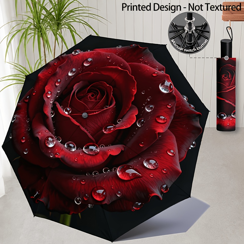 TEMU Parapluie Pliant à Motif Imprimé Texture, Fond Noir avec Motif de , Parfait pour l'Extérieur, les Loisirs et les , et Cadeau Idéal pour
