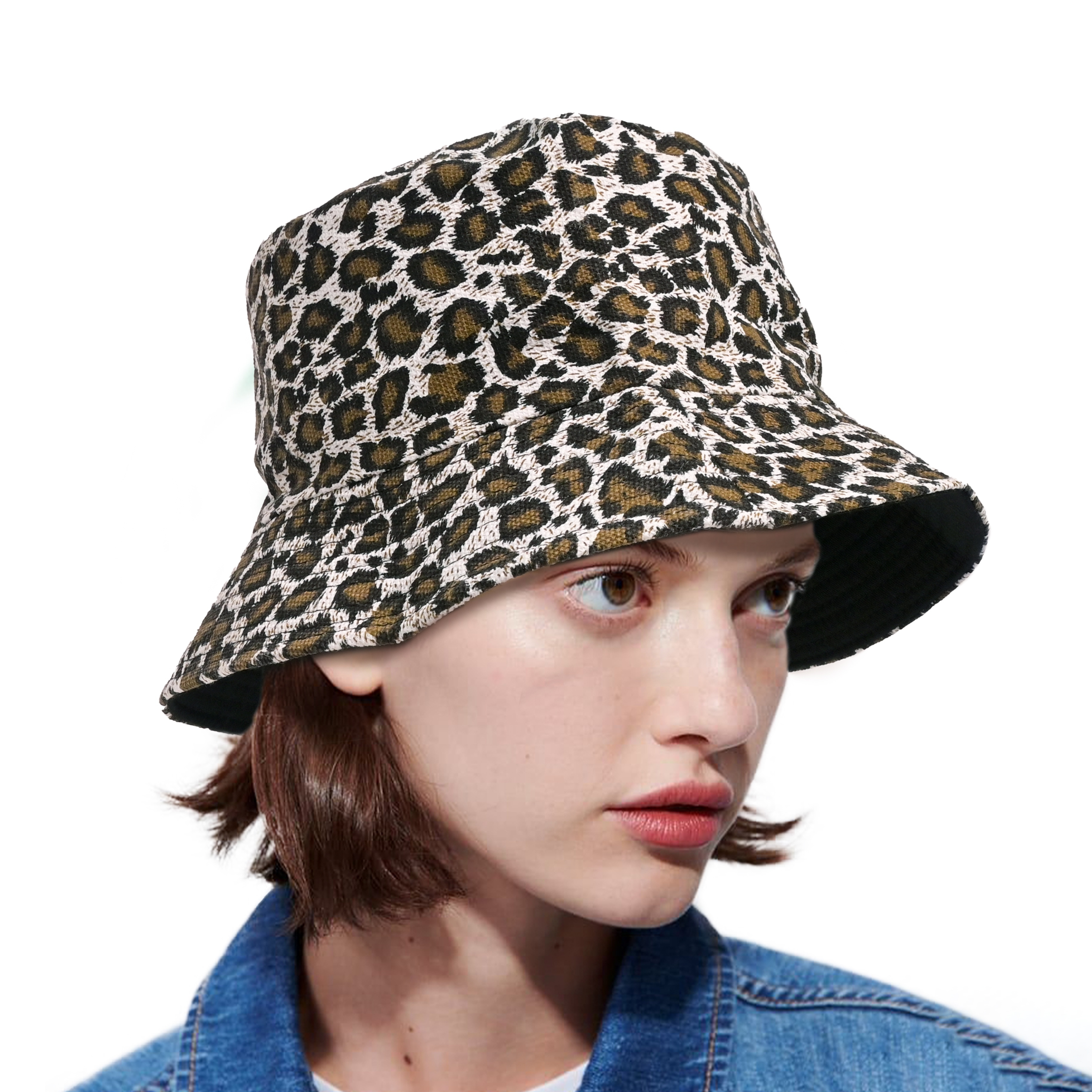 

Reversible Leopard Bucket Hat Cotton Fisherman Cap Packable Sun Hat For Women And Men