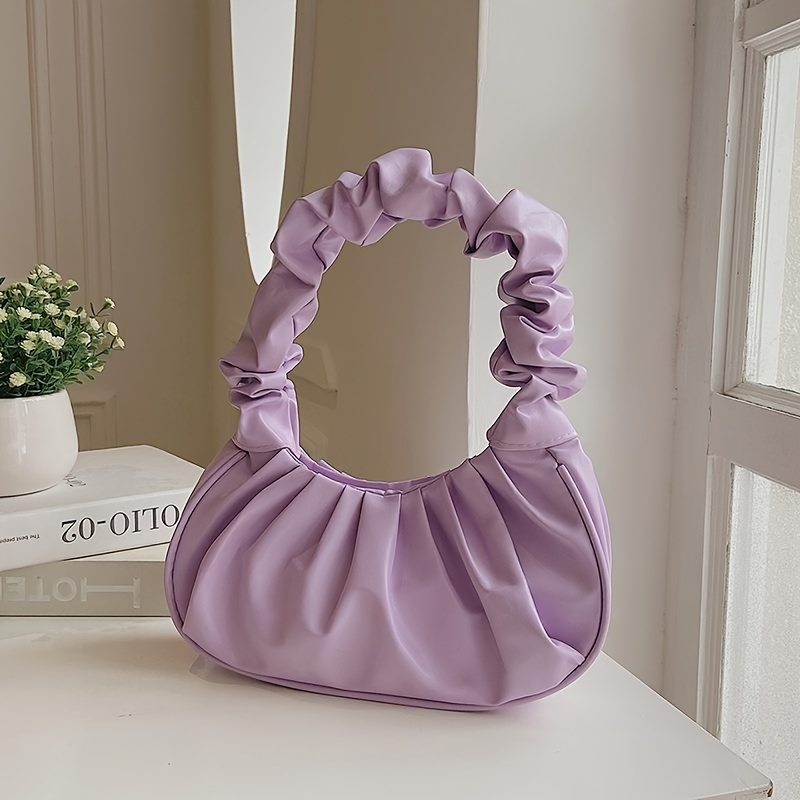 

Cloud Pleated Shoulder Bag 2023 New Korean Fashion Faux Leather Women's Handbag With Solid Color, Zipper Closure, And Cotton Lining