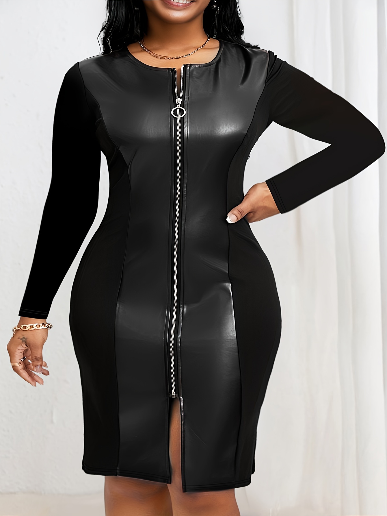 Okinawa Prefecture Womens Dresses Plus Size Leather Dress Outfit Pinterest  Leather Bodycon Dress, Bodycon Dress, Plus