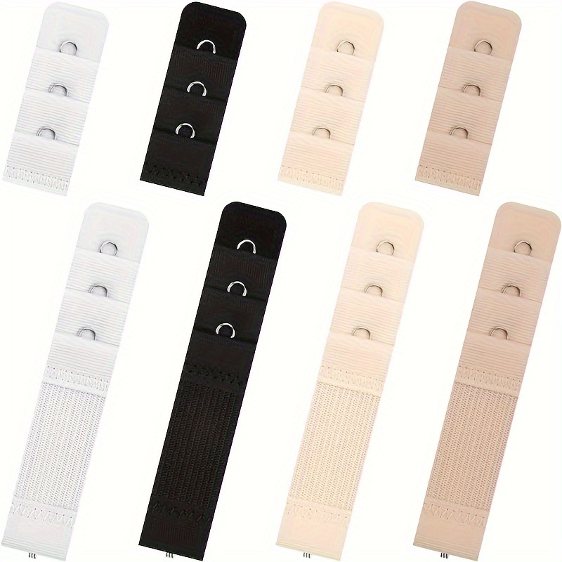 8pcs Of Elastic Bra Extender With Stainless Steel, Featuring -row Hook Design For Lingerie Additions