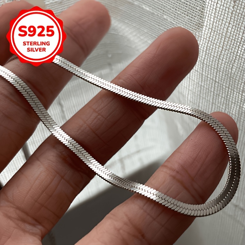 925 Silver Hypoallergenic Flat Snake Bone Blade Necklace