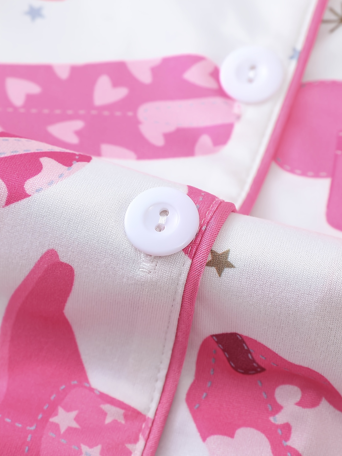 two sets of womens sleepwear sets   of womens sleepwear sets fabric short sleeved button up top and matching shorts full body print collar and pocket details suitable for womens adult sleepwear sets Product details 3