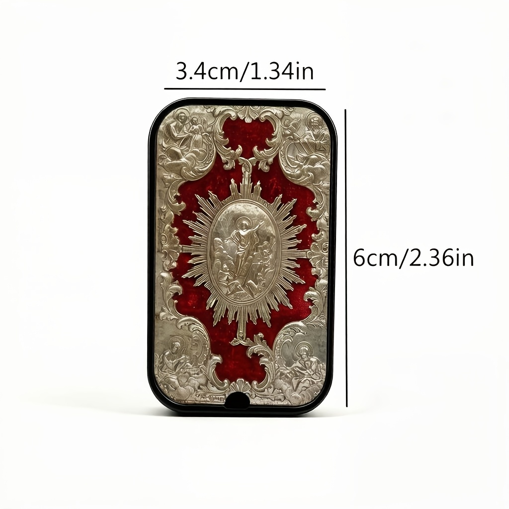 TEMU 1 pièce/Boîte à décorative à couvercle coulissant avec motif religieux, non incluses, boîte en métal à couvercle coulissant, contenant unique et