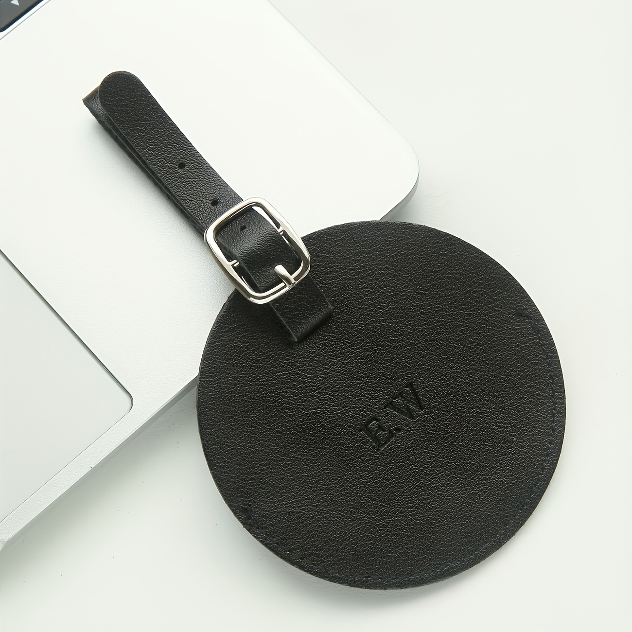 Personalized Round Luggage Tag with Initial, Custom Travel Accessory