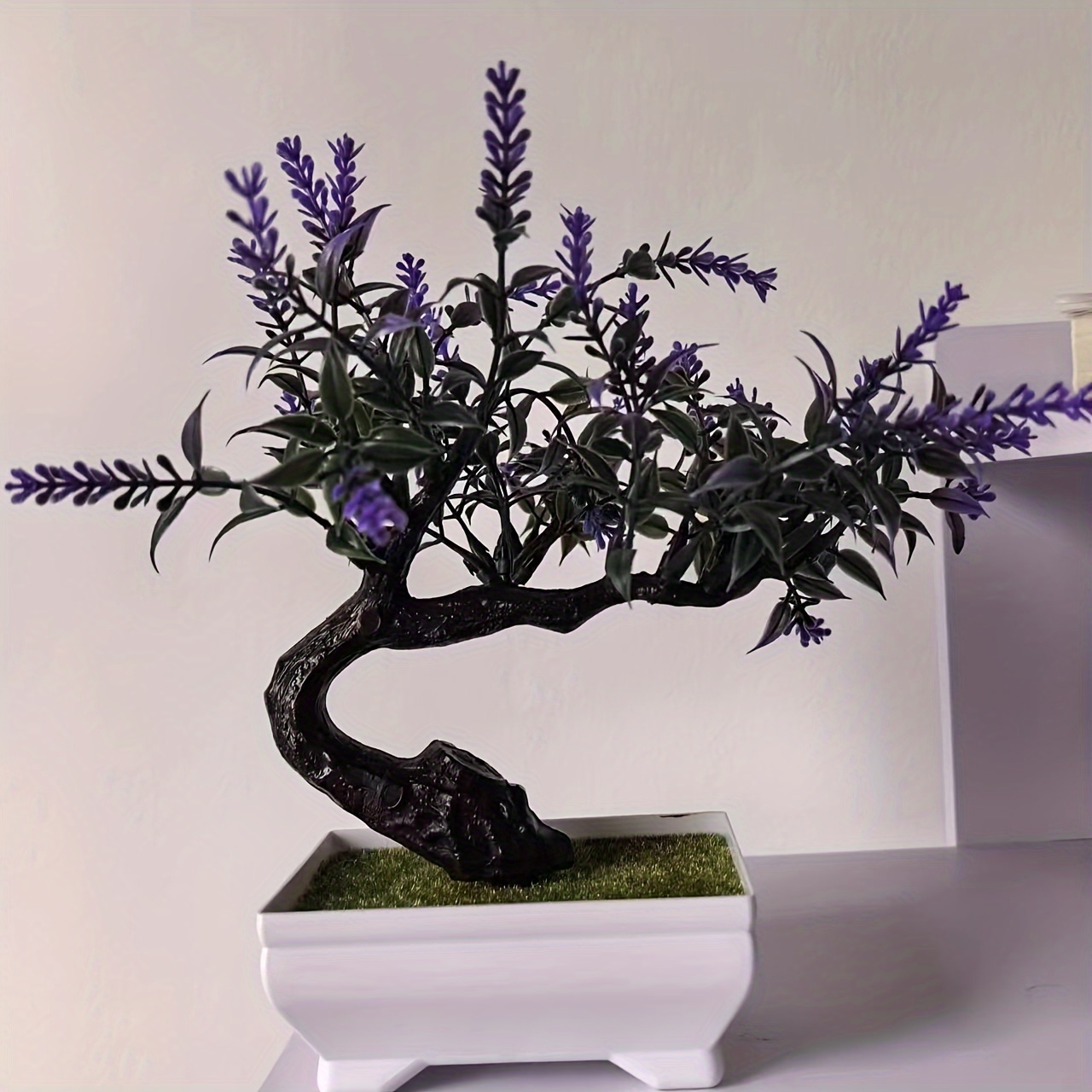 Künstlicher Bonsai Baum Im Topf - Lila, 21x20x12 Cm, Deko-Pflanze Für Fensterbank, Schreibtisch & Wohnzimmer - Pflegeleicht & Realistisch
