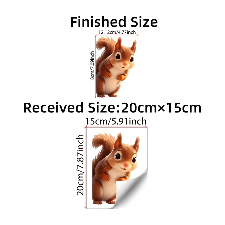TEMU 1pc Cute Peeking Squirrel Glass Sticker, Realistic Autumn Animal Window Decals, Removable Self-adhesive Decor Stickers, Fall Theme Ornament For