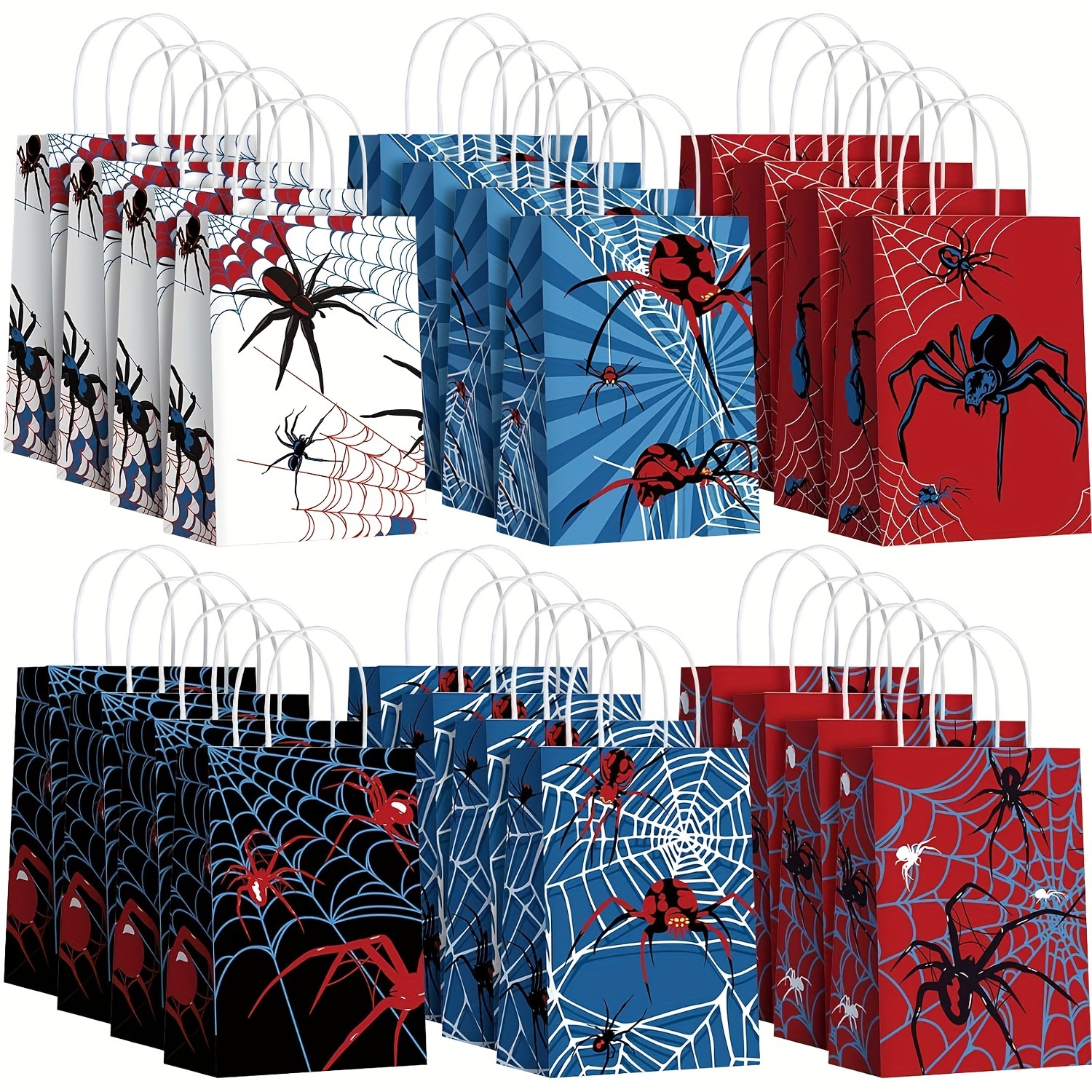 

6/12/18/24/30pcs Spider Bag Spider Decoration Double Spider Web Bag For Spider