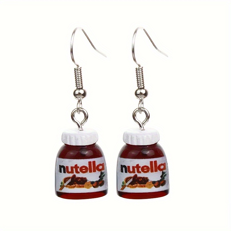 

Nutella Chocolate Resin Earrings For Women - 2pcs Creative Simulation Food Jewelry Gift Set