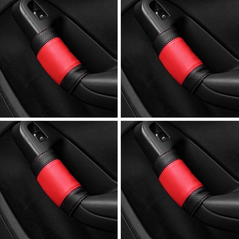 E-shop 4er-Set Auto Türgriff Abdeckungen - Kunstleder Textur Griffe, Lüftungsschlitz Design, Verbesserter und Sportlicher Stil, Passend für die Meisten