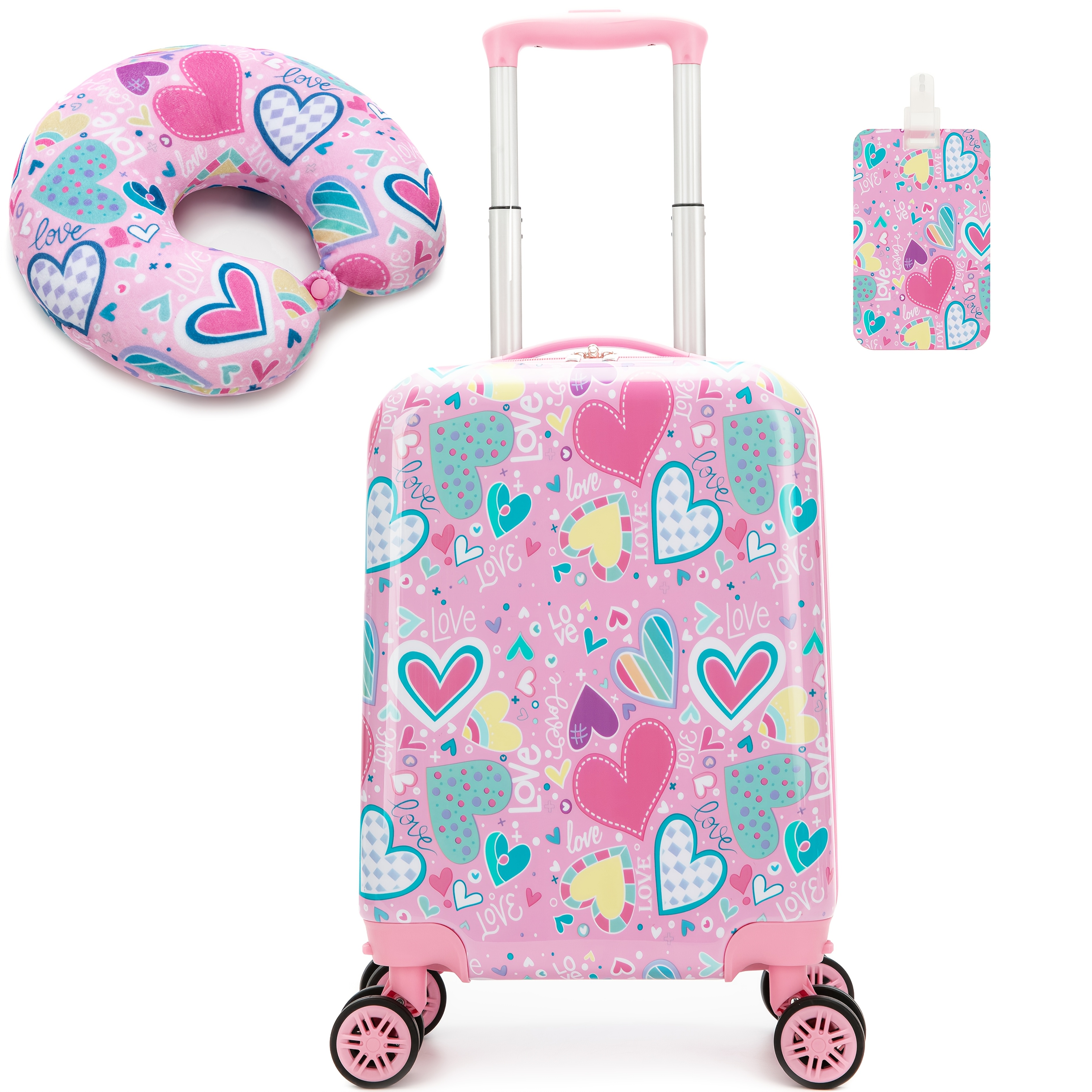 16 inch luggage set wheeled suitcase neck pillow vibrant Temu