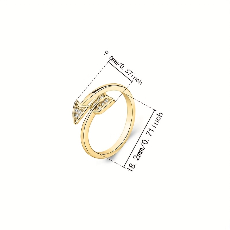 Women's Vintage Minimalist Arrow Design Open Ring, Synthetic Zirconia