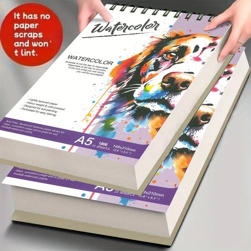 large spiral bound watercolor sketchbook a5 size high quality thick cover thick paper pages ideal for drawing and watercolor painting suitable for all artists and art students artistic cover design durable binding birthday christmas gift