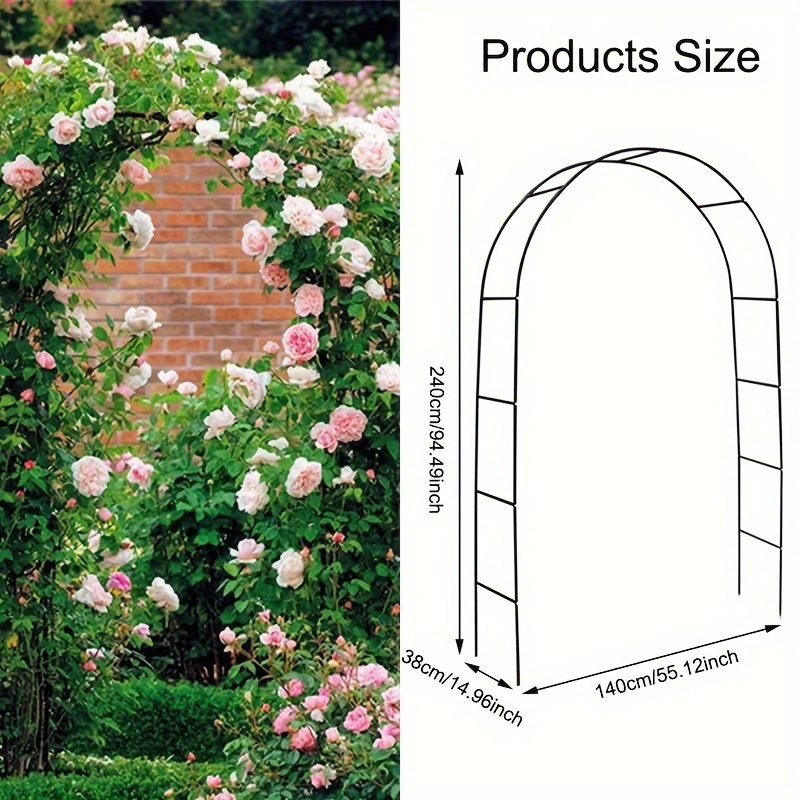 

Large Black Metal Garden Arch - Wedding & Outdoor Event Decor, Freely Assembled Flower Stand And Balloon Holder