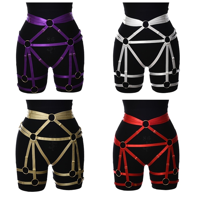 cage garter belt chain fringe garter belts solid color elastic leg ring hollow out waist cage  adjustable thigh harness for women - jewelry & accessories