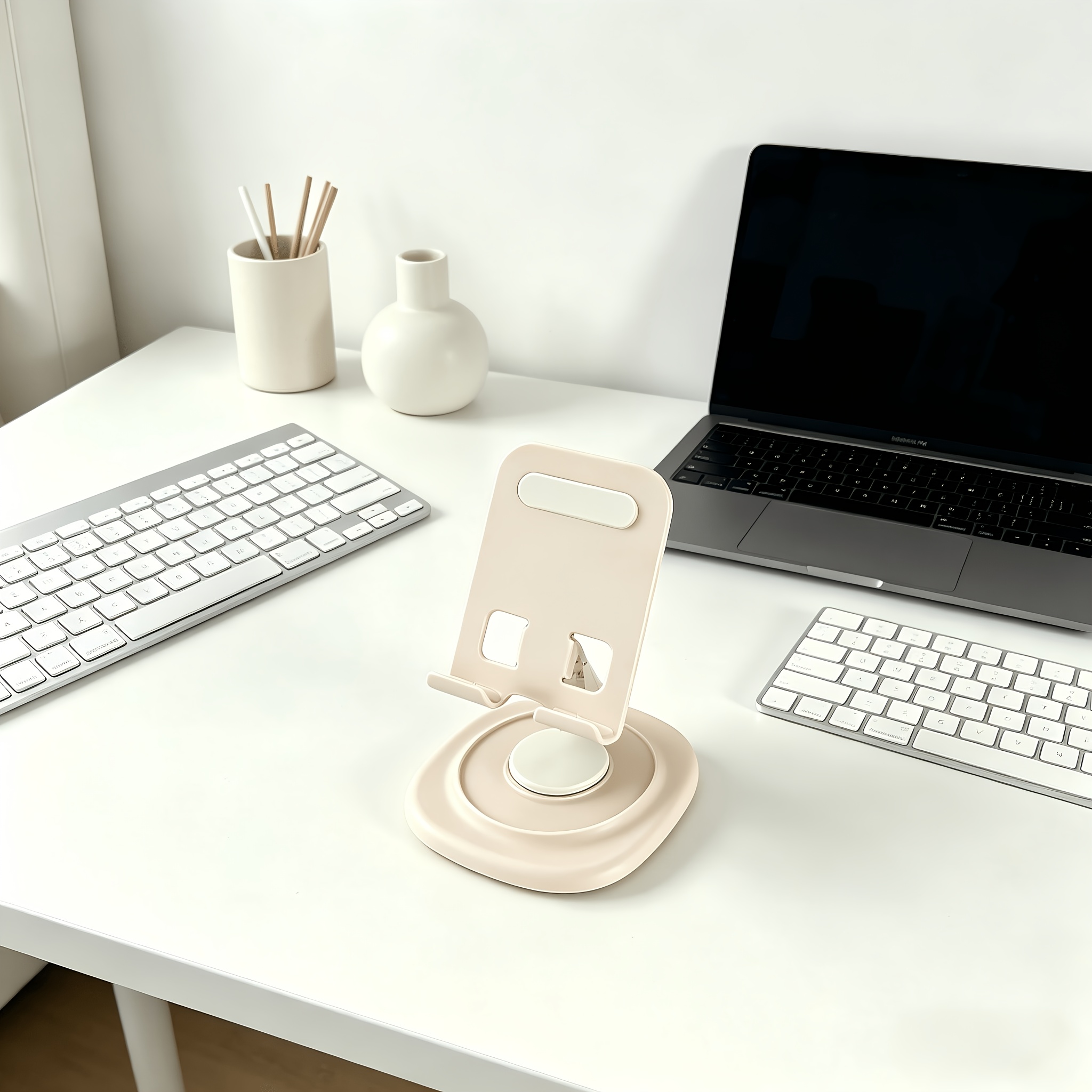 TEMU Supporto a 360簞 per cellulare e tablet, stabile e antiscivolo, pu簷 regolato liberamente, design pieghevole portatile, materiale in metallo -